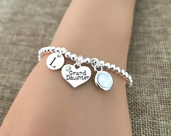 Christmas gift for Granddaughter, Granddaughter Bracelet, Grand daughter Gift, Granddaughter Jewelry, Granddaughter Present, Silver gift