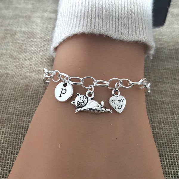 KatzenArmband, Katzenliebhaber Geschenk, Katze Charm Armband, Katzenschmuck, Katzenschmuck, Katzenliebhaber, HaustierLiebhaber, Ich liebe meine Katze, Haustier Geschenk