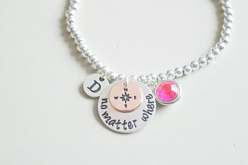 Lesbian girlfriend gift Long distance friendship Compass gift for her Charm Long distance relationship bracelet Gift for girlfriend
