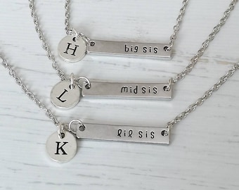 Sister necklace, necklaces for sister, sister, sisters, gifts for sister, sister necklace for 3, 3 sister gift, big sis mid sis lil sis