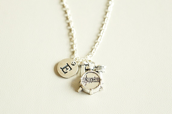 Drum Necklace, Drummer Necklace, Drum Player Gift, Drum Jewelry, Drummer Jewelry, Drum Charm, Drummer Gift, Music, Band Player, Rock, Silver