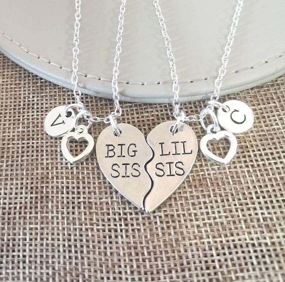 3 Sister Necklaces. 3 Sibling Necklace Set. Big Sister. Middle Sister.  Little Sister Necklace.Personalized Family Necklace.Crystal Necklace.