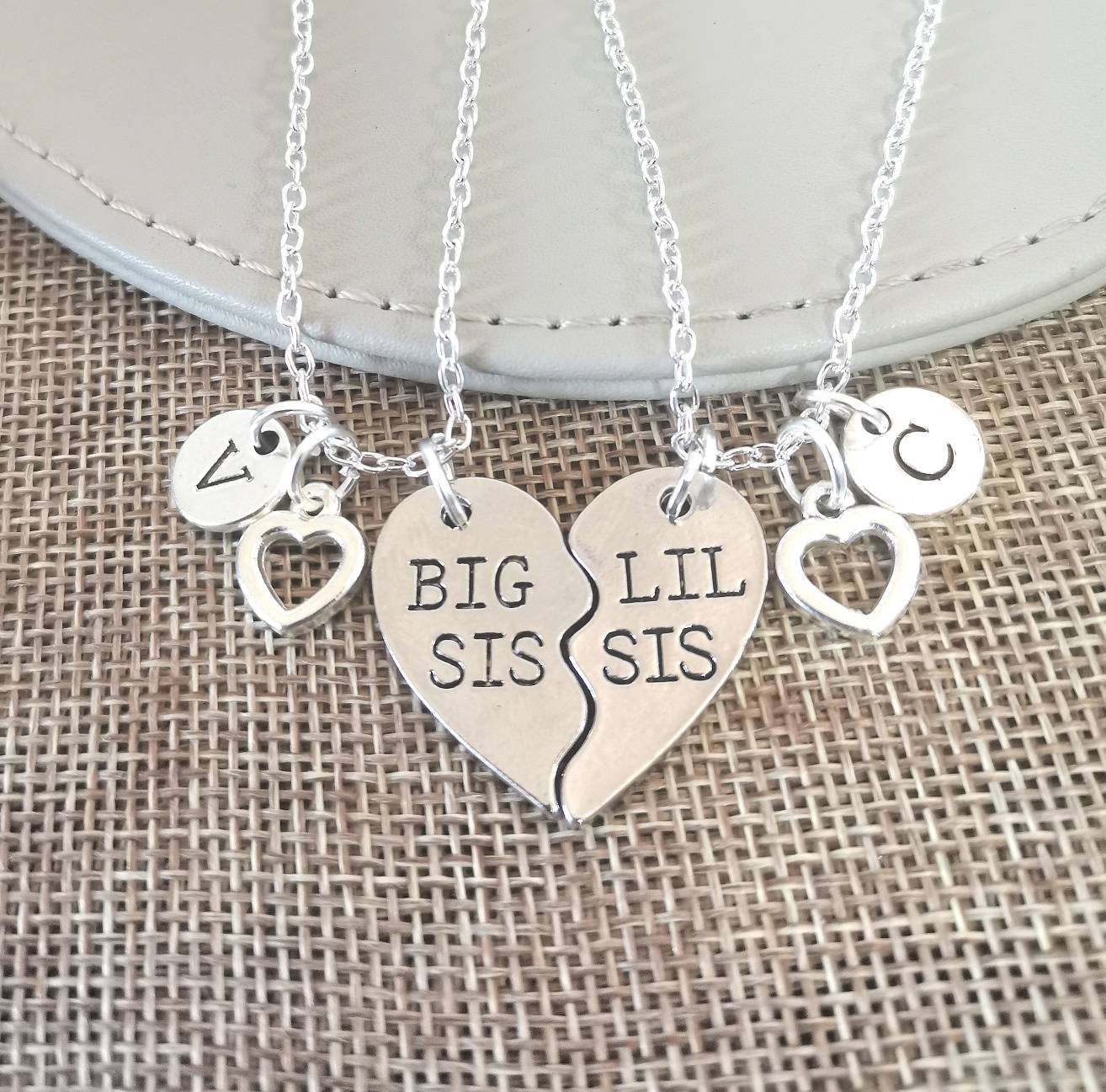 Big Sis & Lil Sis Heart Charms 10K Yellow Gold