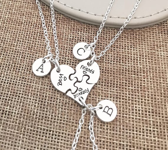 Best Friend Forever Friendship Necklaces ,Set of 3 Best Friends Necklace, Friendship necklace for 3, 3 best friend necklace, 3 way, bff