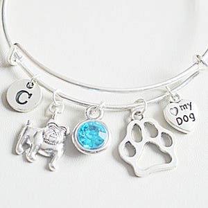 Dog lover gift, Dog lover jewelry, Dog loss gift, Dog bracelet personalized, Dog Bangle, Dog  memorial. Dog Remembrance, I love my  dog, Pet