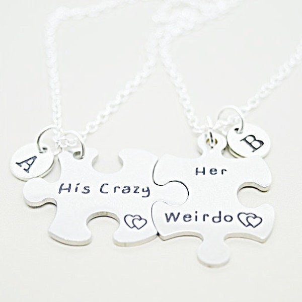 Couple Necklaces, His Crazy, Her Weirdo, Couple Gifts, Boyfriend Girlfriend, Couple Necklace Gift, Funny, Couple Set of 2, His and Her Gift