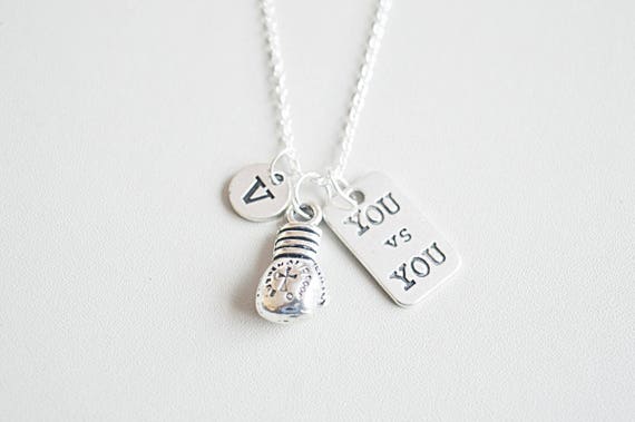 You vs you, Boxing necklace, Boxing jewelry, Boxing glove charm, Boxing glove jewelry, Boxing gift, Sports necklace, Muay thai, Fighter,