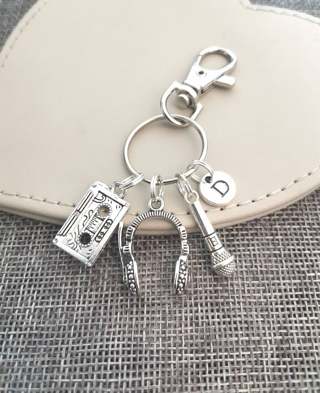 Headphone Keychain, Cassette Keychain, Music Lover Keyring, Music