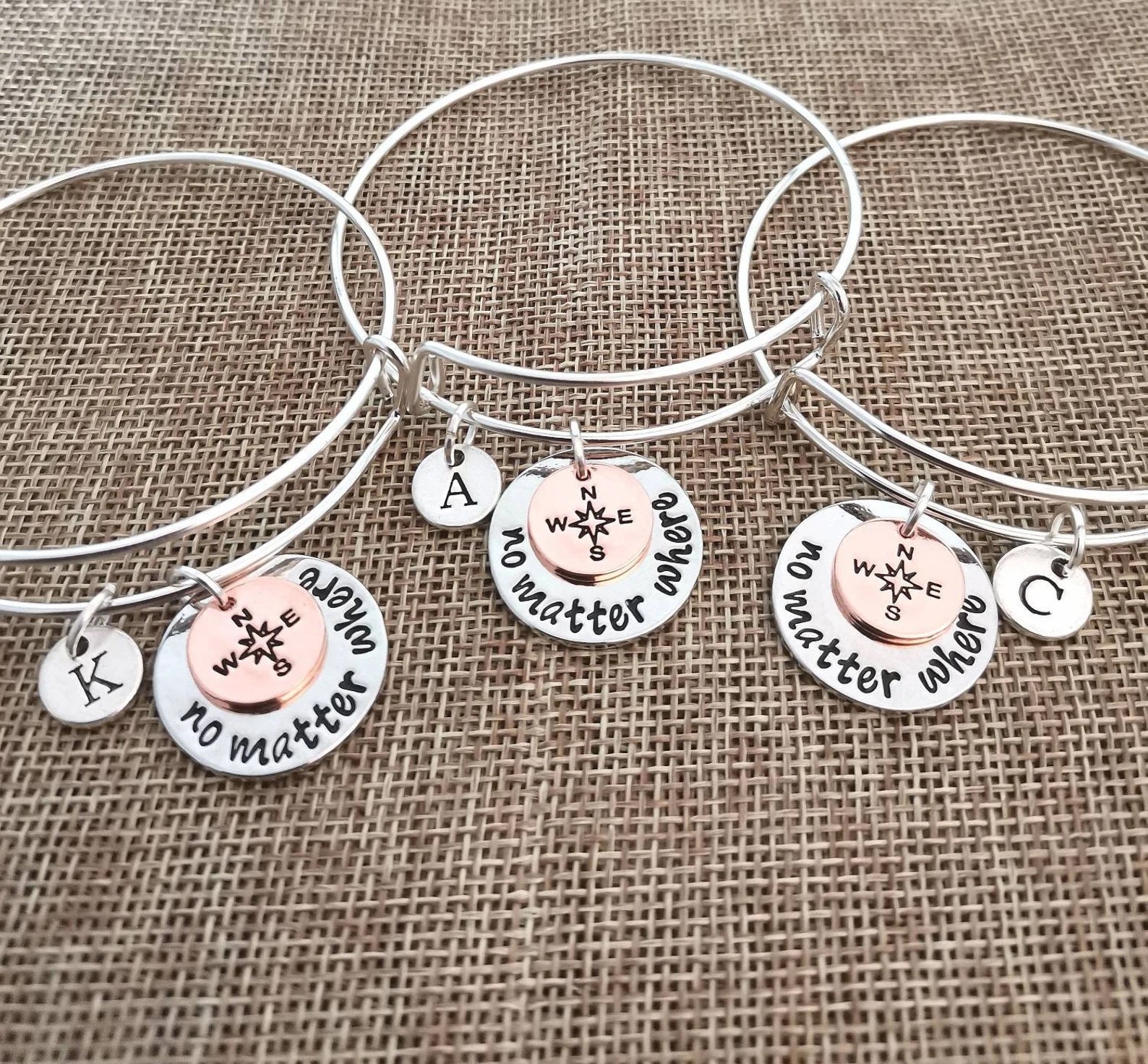 Personalized Bangle Bracelet, Best Friends Bracelet, Silver Bangle Charm  Bracelet, Name Bracelet, Gift for Best Friend, BFF Bracelet - Etsy