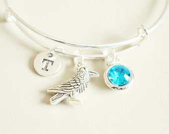 Bird Bracelet, Bird Jewelry, Bird Gift, Crow Bangle, Crow Gift, Crow Jewelry, Crow Bracelet, Raven,  Magpies, Bird Charm, Cute, Funky, Cool