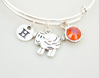 Sheep Bracelet, Sheep Gifts, Sheep Jewelry, Lamb  Bracelet, Little Lamb gift, Sheep Farmer, Animal Bangle, Sheep Charm, Cousin, Sister