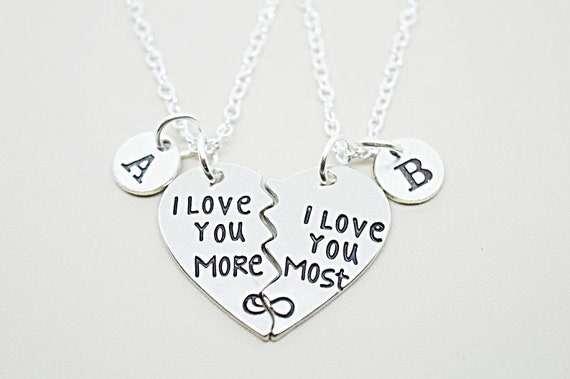 Couple Necklaces, Couples Necklace, Necklaces for Couple, I love you more, Boyfriend necklace, Girlfriend, GF BF, Lover, Partner, Set of 2