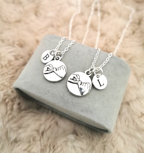 Personalized Couples Necklace, His and Hers Necklace Set, Couple Necklace, Pinky Promise Necklace for 2, 2 BFF Necklace, Friendship Gifts