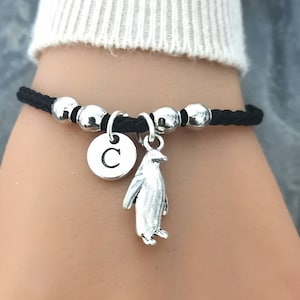 Penguin Bracelet, Penguin Gifts, Penguin Jewellery, Penguin Cord Bracelet, Black bracelet, Kids, Children, Women, Men, Animal, Penguin Lover