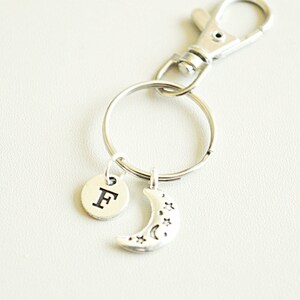 Moon Keychain, Moon Keyring, Tiny Moon Keychain, Moon Gift, Tiny Moon ...