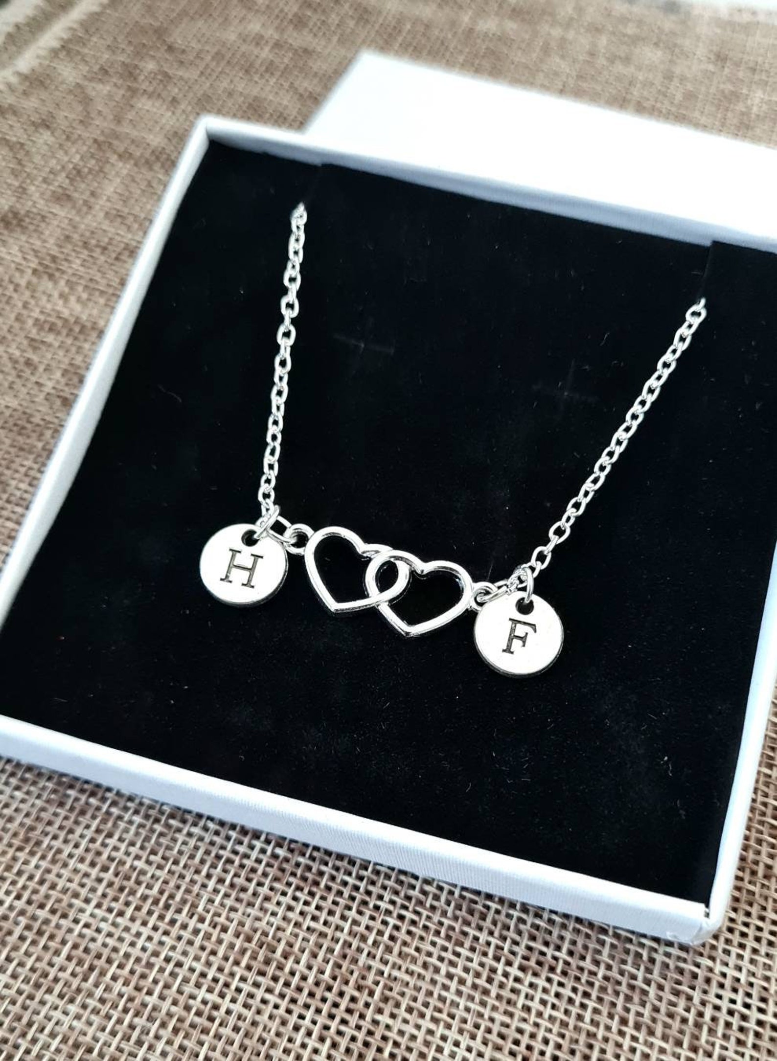 Collier Femme Coeur Argent avec Lettre Pendentif Collier Prénom Initiale Femme et Fille