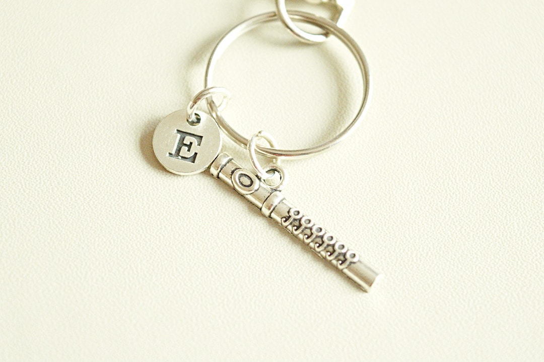 Flute Keychain, Flute Keyring, Flute Gift, Flute Player Gift, Woodwind