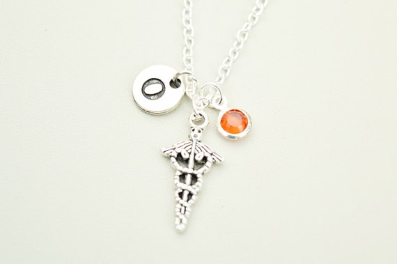 Gift for Registered Nurse , Nurse Necklace, Registered Nurse Gift, Medical Symbol Pendant, Caduceus Medical Sign, Doctor, Nurse Graduation,