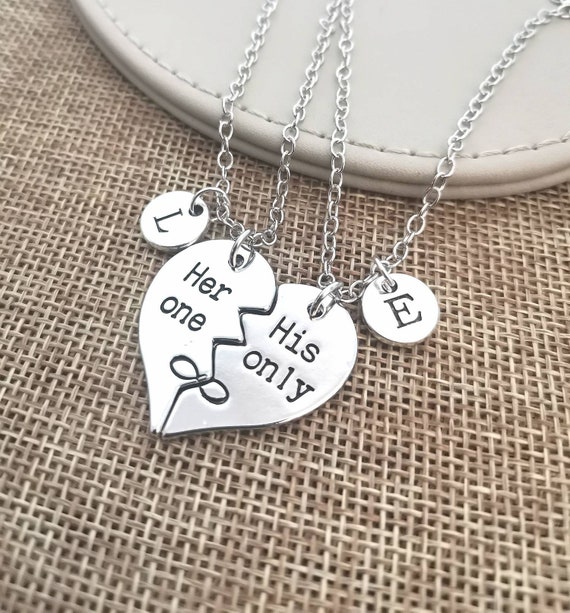 His and her necklace, Couples necklace set, his hers necklaces, couple pendant, Broken Heart necklace ,boyfriend girlfriend gift, heart set