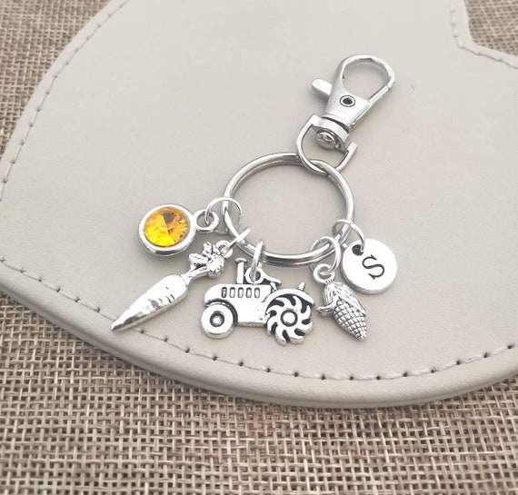 Farming Keychain Gift - 'I Work In Acres Not Hours' Stainless Steel Keychain For Farmers & Ranchers