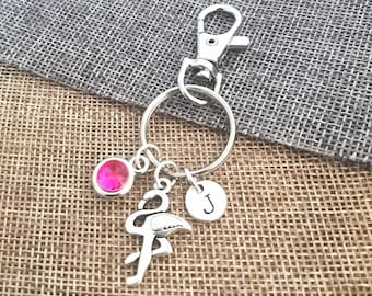 Flamingo Keychain, Flamingo Gift, Personalized Flamingo, Flamingo Keyring, Flamingo Lover Gift, Flamingo Gifts for Women, Women Gifts, Bird