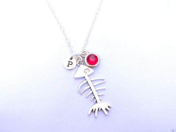 Fish Necklace, Fish Charm Necklace, Fishing Git, Fish Lover, Fishbone Necklace,Fish Fossil , Dead Fish, Fish Necklace, Fish Jewellery,