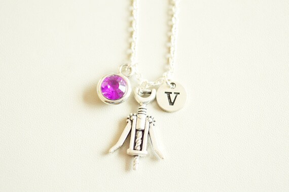 Cork Screw Necklace, Wine Bottle Necklace, Wine lover gift, Wine Necklace, Wine jewelry, Gift for bartender, Gift for Waiter, Restaurant