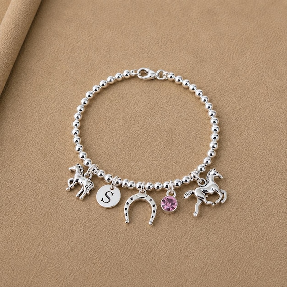 Horse Girl Bracelet, Horse Lover Gift, Equestrian Gift for Her, Personalised Horse Riding Bracelet
