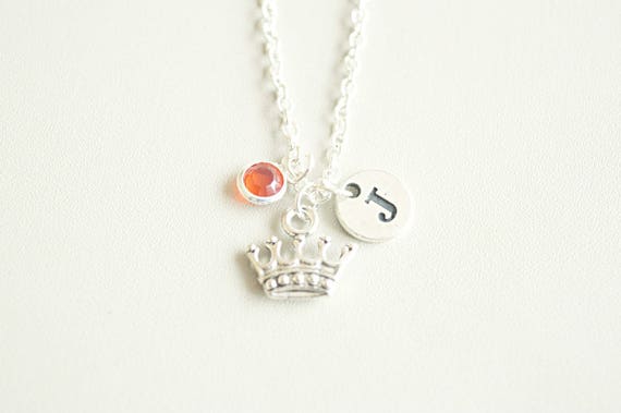 Crown Necklace, Crown Jewelry, Princess Necklace, Princess Gift, Princess Jewelry, Crown Charm, Initial gift, Simple charm necklace,Initial