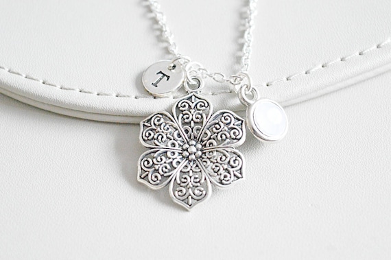 Flower necklace, Flower Charm necklace, Antique Flower jewellery, Antique Charm Gift, hippy Necklace, bohemian,boho necklace, Silver Flower