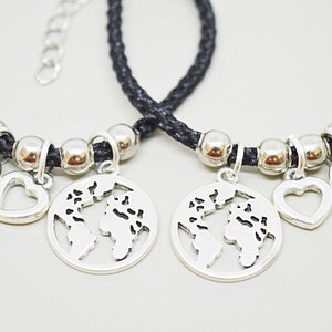 Cadeau d’amitié, Cadeau de petit ami, Relation à distance, Amitié à distance, Bracelet d’amitié, Amis, Carte du monde, Globe, Bff