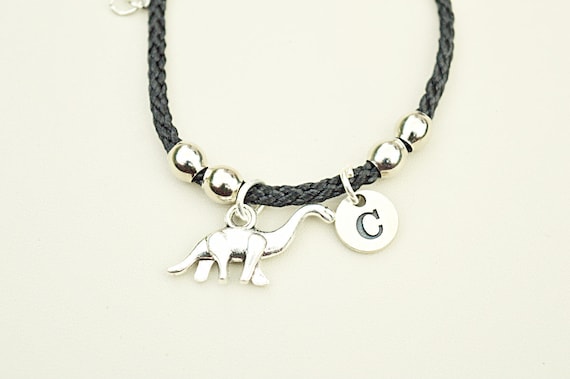 Dinosaur gifts, Dinosaur bracelet, Initial charm bracelet, Dinosaur jewellery, Dinosaur armband, Dino charm, Dinosaur Lover, Best Friend