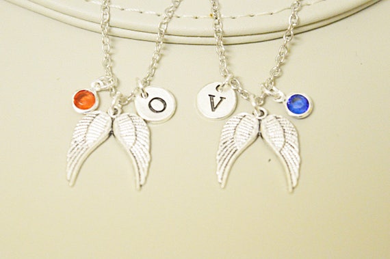 Guardian angel gifts, Guardian angel necklace, angel wing necklace, angel wing pendant, mother daughter necklace set, Sister necklace set