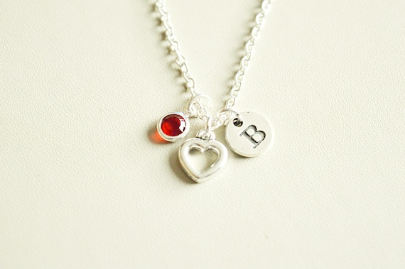 Personalized Birthday Necklace, Birthday Necklace for her, Small pendant, Initial Necklace gift, Silver Necklaces women,Christmas,Birthstone