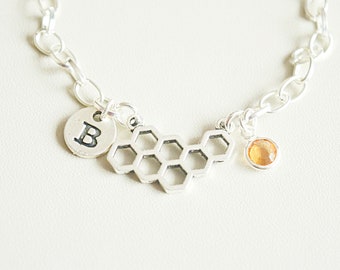 Pulsera de panal, regalos de panal, joyería de panal, amuleto de panal, abeja, abeja, amante de la miel, cuidador de abejas, colmena de abejas, regalos para ella, mujeres