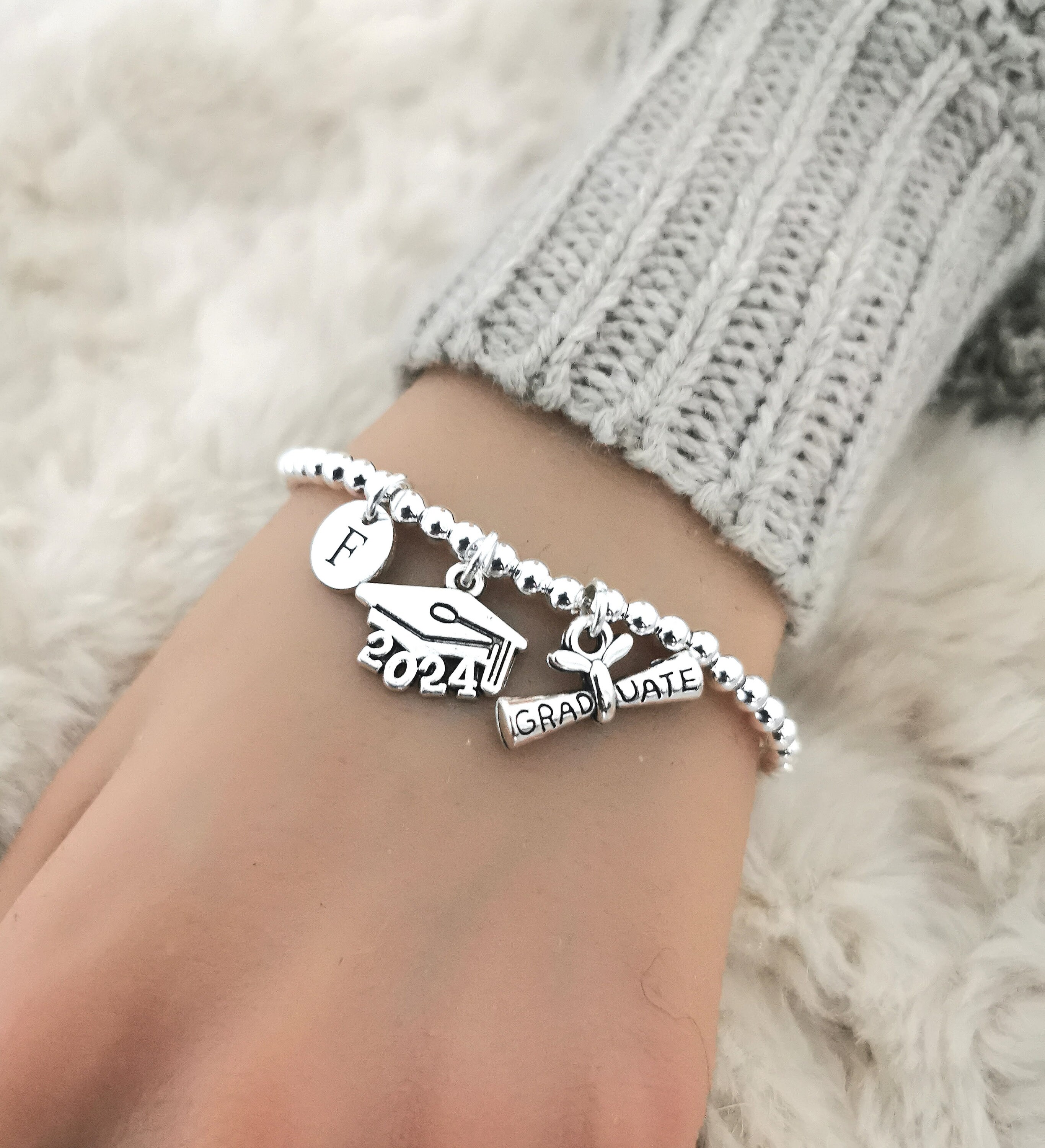 Silver cheap graduation bracelet