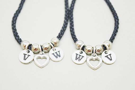 2 couple bracelets, Couples bracelet for 2, Heart bracelet, Initials bracelet, Bff gifts, Couple gifts, Boyfriend, Girlfriend, His and her