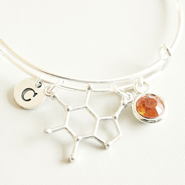 Caffeine Bracelet, Caffeine Jewelry, Caffeine gift, Chemistry Gift,  Dna Bracelet, Biology gifts, Science Bracelet, Molecular jewelry