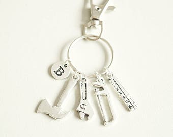 Regalo de manitas, regalo de constructor, llavero de mantenimiento, llavero de llave inglesa, llavero de carpintero, llavero de papá, regalo para hombres, bricolaje, mantenimiento, llavero de herramientas