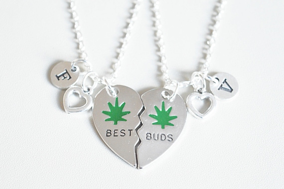 Best Buds Necklace, Best Buds Jewellery, Pot Necklace, Marijuana Necklace, Pot Jewelry, Marijuana Jewellery, Best Friend Gifts, BFF Gifts