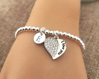 Te amo joyería, te amo pulsera, pulsera de novia, pulsera de novia, novia, regalos de cumpleaños para mujeres, pulseras para mujeres