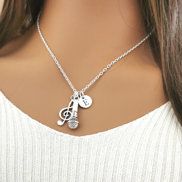 Cadeaux musicaux, collier musique, collier micro, collier DJ, cadeau micro, cadeau DJ, cadeau mélomane, cadeaux pour chanteur, DJ, microphone