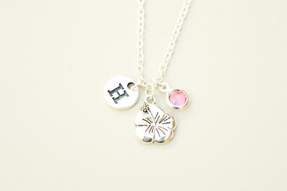 Hibiscus Necklace, Hibiscus Gifts, Hibiscus Jewellery, Flower Charm Necklace, Bird , Hibiscus Pendant, Tropical Flower, Aunt, Mother, Sister