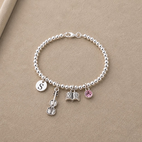 Violin Bracelet, Violinist Gift, Violin Player Gift for Her, Personalised Music Lover Bracelet