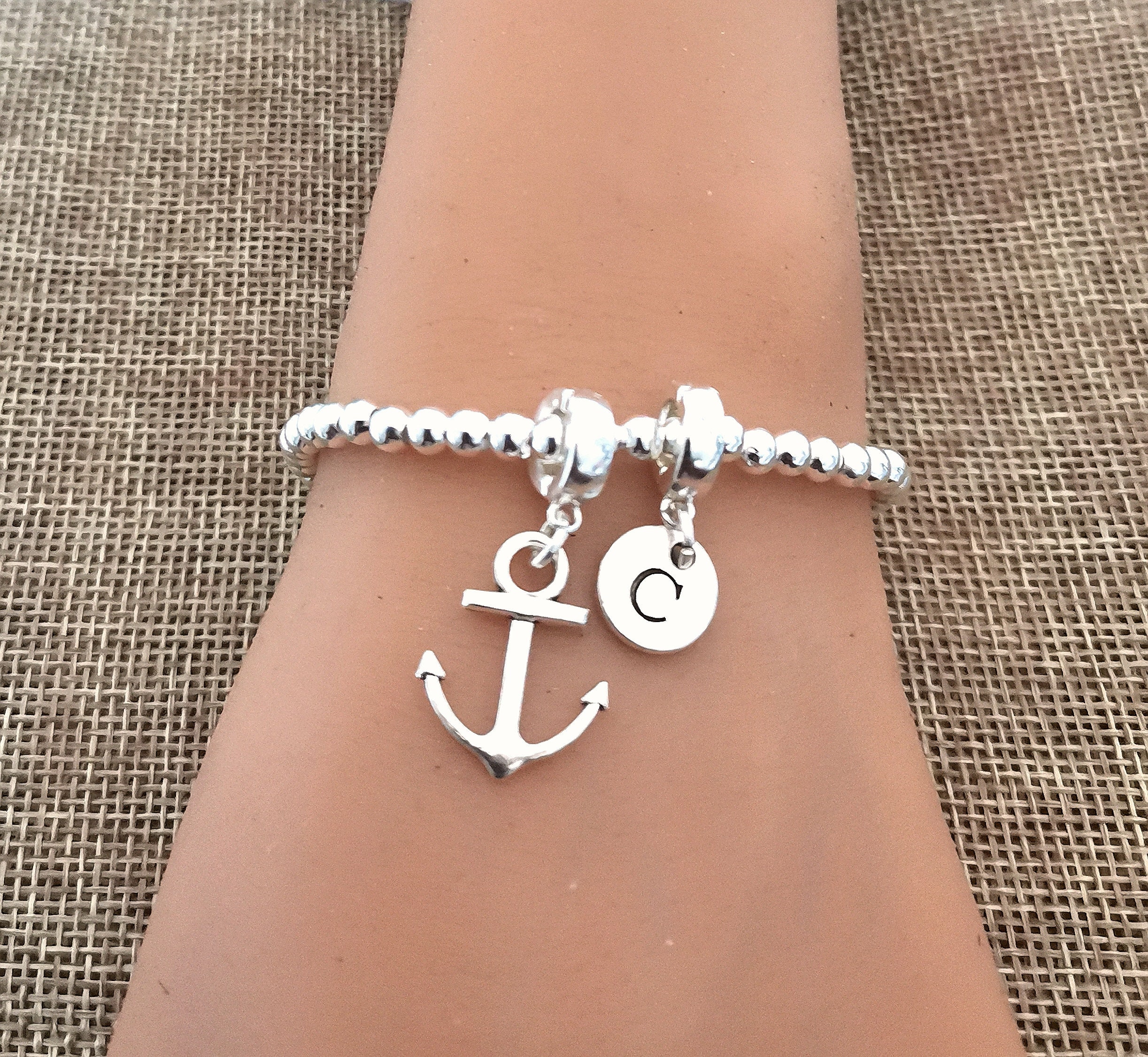 Bracelet Silver Anchor Bracelet Dainty Turquoise Cord Bracelet Anchor  Charm Gift for her Minimalist Jewelry Nautical Teal  Amazonca  Clothing Shoes  Accessories