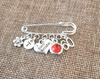 Presente de aniversário de 60 anos, avó 60, 60, sessenta, sexagésimo, grande 60, presente de aniversário para ela, presente feminino, broche para ela, amuleto, alfinete, amuleto