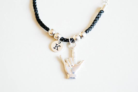 Sign Language Bracelet, Sign Language Jewelry, I love you Sign Bracelet, Hand Sign Bracelet, Sign Language Symbol, sign language i love you