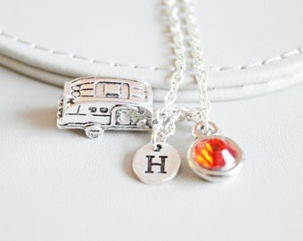 Camper Charm Necklace, Camping Necklace, Caravan Necklace, Trailer Necklace, Trailer Gift, Caravan Pendant, Camping Jewelry, Camper Van