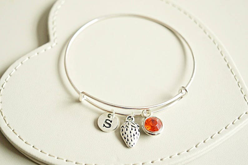 Strawberry Bracelet, Strawberry charm gift, Fruit Bracelet, Fruit gift, Food charm, Berry, strawberry jewelry,Personalized, Jam, cute,sugar image 2