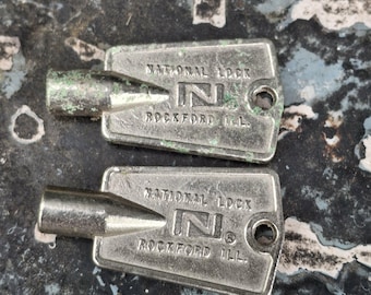 Vintage National Lock Rockford ILL. Barrel Freezer Key